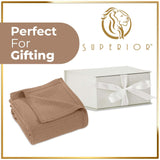 Waffle Weave Honeycomb Knit Soft Solid Textured Cotton Blanket