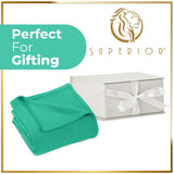 Waffle Weave Honeycomb Knit Soft Solid Textured Cotton Blanket