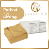 Waffle Weave Honeycomb Knit Soft Solid Textured Cotton Blanket