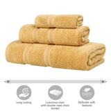 Smart Dry Zero Twist Cotton Medium Weight 3 Piece Assorted Towel Set