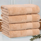 Aria Turkish Cotton Solid Heavyweight Plush Bath Towel Set of 4
