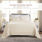 Cotton Jacquard Matelassé Scalloped Geometric Fret Bedspread Set