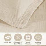 Cotton Jacquard Matelassé Scalloped Geometric Fret Bedspread Set