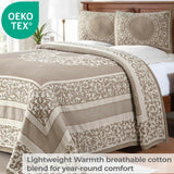 Lyron Cotton Blend Woven Jacquard Floral Scroll Bedspread Set