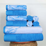 Cotton Marble and Solid Quick Dry 10 Piece Assorted Bathroom Towel Set