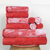 Cotton Marble and Solid Quick Dry 10 Piece Assorted Bathroom Towel Set