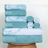 Cotton Marble and Solid Quick Dry 10 Piece Assorted Bathroom Towel Set