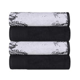 Cotton Marble Solid Jacquard Border Bath Towel Set of 4