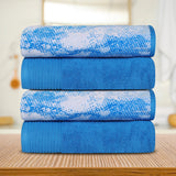 Cotton Marble Solid Jacquard Border Bath Towel Set of 4