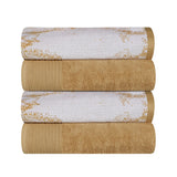 Cotton Marble Solid Jacquard Border Bath Towel Set of 4