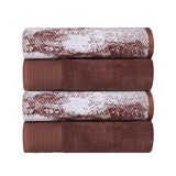 Cotton Marble Solid Jacquard Border Bath Towel Set of 4