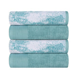 Cotton Marble Solid Jacquard Border Bath Towel Set of 4