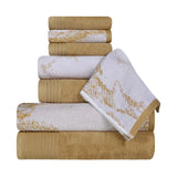 Cotton Marble and Solid Quick Dry 8 Piece Assorted Bathroom Towel Set