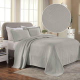 Cotton Jacquard Matelassé Scalloped Geometric Fret Bedspread Set