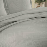 Cotton Jacquard Matelassé Scalloped Geometric Fret Bedspread Set