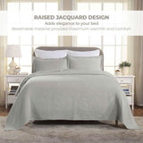 Cotton Jacquard Matelassé Scalloped Geometric Fret Bedspread Set