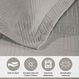 Cotton Jacquard Matelassé Scalloped Geometric Fret Bedspread Set