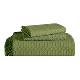 Remi Cotton Blend Jacquard Geometric Fringe Bedspread Set