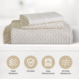 Remi Cotton Blend Jacquard Geometric Fringe Bedspread Set