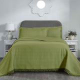Remi Cotton Blend Jacquard Geometric Fringe Bedspread Set