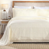 Remi Cotton Blend Jacquard Geometric Fringe Bedspread Set