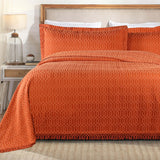 Remi Cotton Blend Jacquard Geometric Fringe Bedspread Set