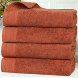 Honeycomb Textured Waffle Border Cotton Bath Towels, Set of 4