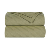 Milan Cotton Textured Jacquard Striped Lightweight Woven Blanket