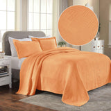 Cotton Jacquard Matelassé Scalloped Geometric Fret Bedspread Set