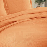 Cotton Jacquard Matelassé Scalloped Geometric Fret Bedspread Set