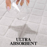 Nora Cotton Solid Absorbent Thick Checkered Washable Bath Mat Set of 2