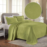 Cotton Jacquard Matelassé Scalloped Geometric Fret Bedspread Set