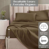 1200 Thread Count Cotton Rich Solid Deep Pocket Bed Sheet Set