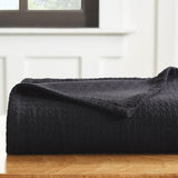 Waffle Weave Honeycomb Knit Soft Solid Textured Cotton Blanket