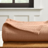 Waffle Weave Honeycomb Knit Soft Solid Textured Cotton Blanket