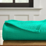 Waffle Weave Honeycomb Knit Soft Solid Textured Cotton Blanket