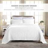 Cotton Jacquard Matelassé Scalloped Geometric Fret Bedspread Set