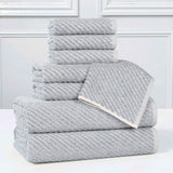 Amelia Cotton Blend Textured Diagonal Ribbed 8 Piece Towel Set