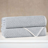 Cotton Blend Diagonal Rib Bath Towel Set of 2