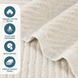 Cotton Blend Diagonal Rib Bath Towel Set of 2