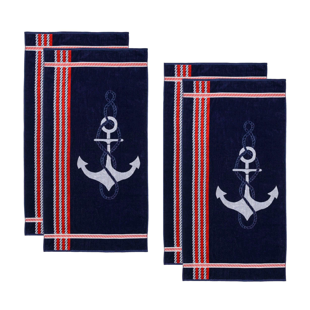 Anchor Cotton 4 Piece Oversized Beach Towel Set