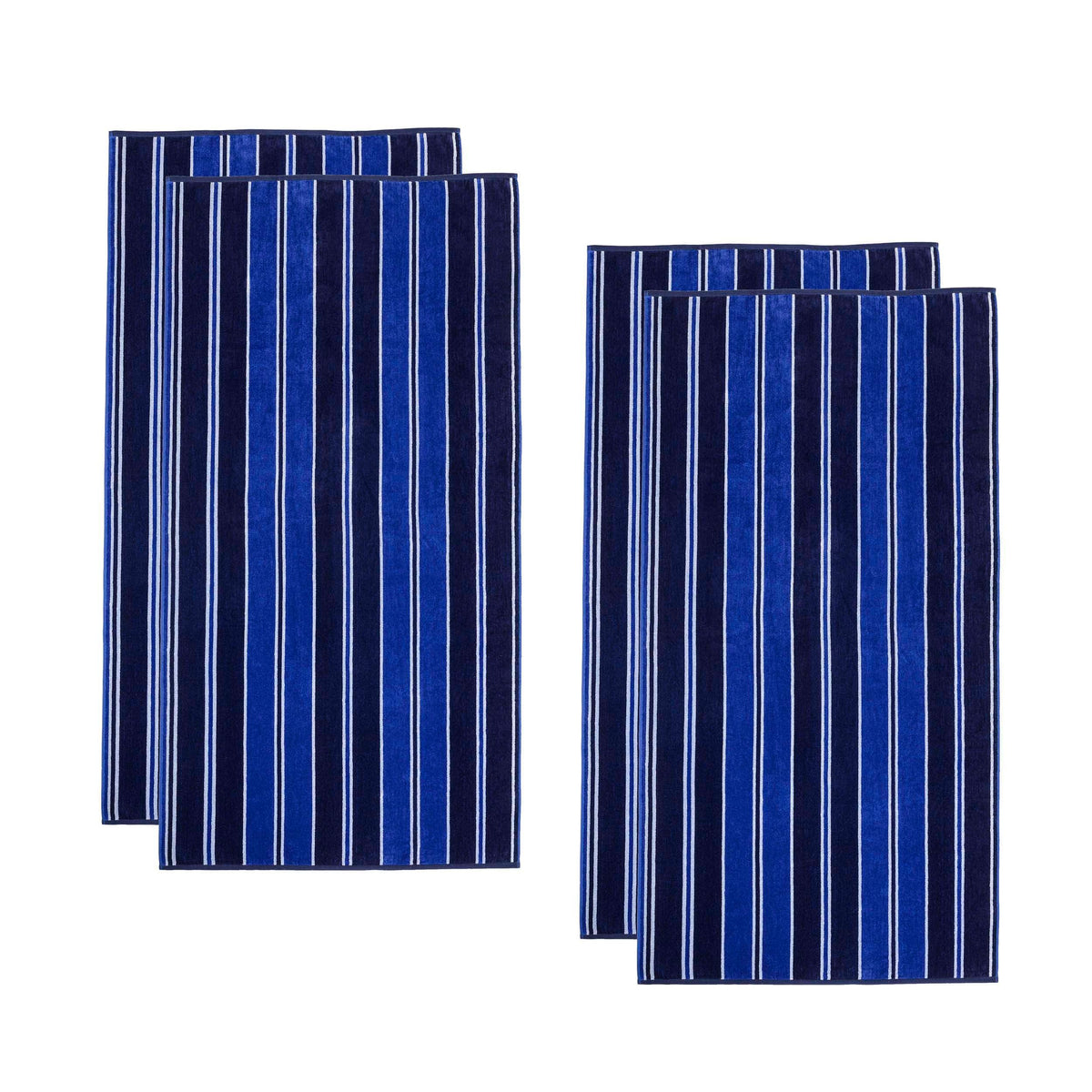 Aquast Stripe Cotton Oversized 4 Piece Beach Towel Set