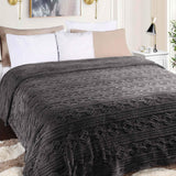 Arctic Boho Knit Jacquard Fleece Plush Medium Weight Fluffy Blanket