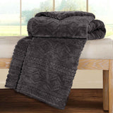 Arctic Boho Knit Jacquard Fleece Plush Medium Weight Fluffy Blanket