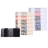 Athens Cotton Medium Weight Floral Greek Key Trim 6 Piece Towel Set