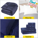 Back To School Kit, Dorm Bundle, Twin/ Twin XL, Navy Blue