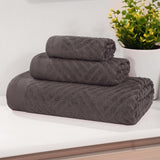 Basketweave Jacquard Egyptian Cotton Medium Weight Plush 3 Piece Towel Set