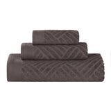 Basketweave Jacquard Egyptian Cotton Medium Weight Plush 3 Piece Towel Set