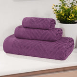 Basketweave Jacquard Egyptian Cotton Medium Weight Plush 3 Piece Towel Set