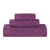 Basketweave Jacquard Egyptian Cotton Medium Weight Plush 3 Piece Towel Set
